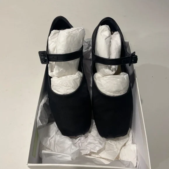 Sandy liang mary jane pointe shoe in black satin - Picture 2 of 3